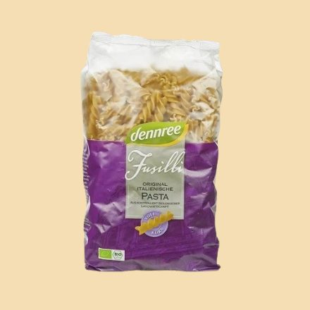 Dennree bio teljes kiőrlésű durum fusilli (orsó) tészta 500g